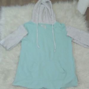 Teal and white hoodie